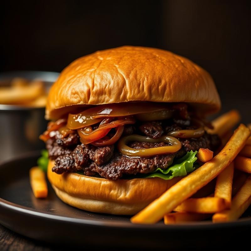 Burger smash avec oignons caramélisés